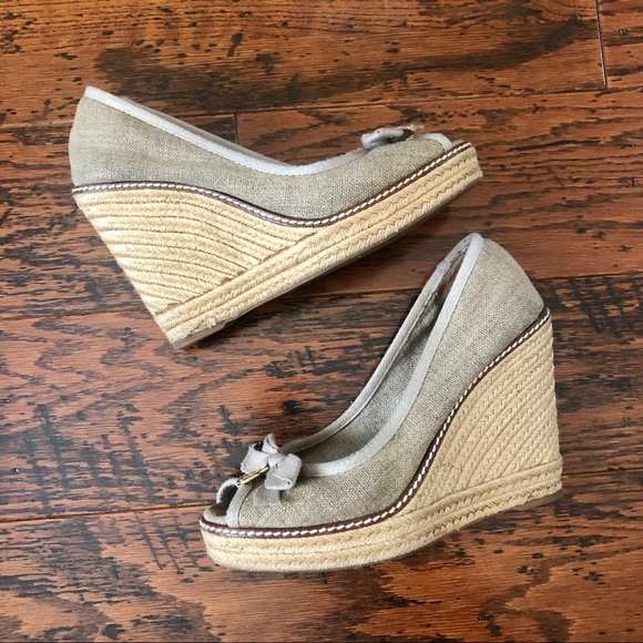 Tory Burch Jackie Peep Toe Espadrille Wedges US8 - Picture 4 of 10